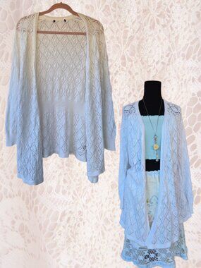 White Open Front Knit Cardigan Ballet Cottagecore Boho Autumn Wear